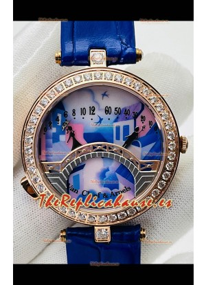 Van Cleef & Arpels Lady Arpels Pont des Amoureux en Oro Rosado Correa Azul