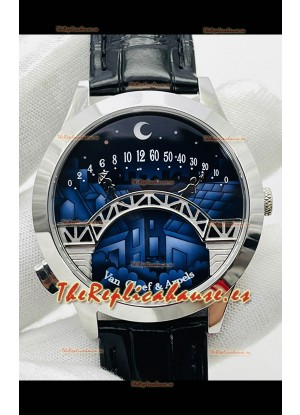 Van Cleef & Arpels Lady Arpels Pont des Amoureux en Acero Inoxidable Correa Negra