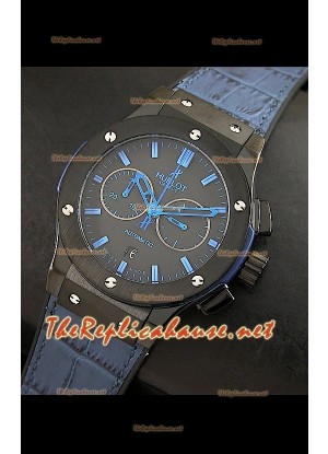 Hublot Classic Fusion Swiss Watch, estuche en PVD y malla azul