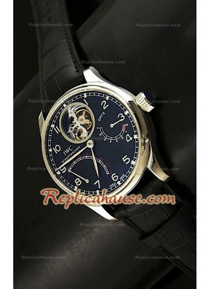 IWC Portuguese 7 Días Reloj con Tourbilon Genuino Australiano y Esfera de color Negro