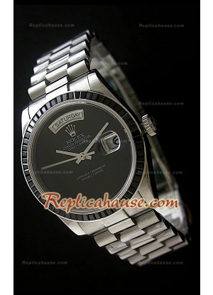 Rolex DayDate Reproducción Reloj Suizo  con Esfera de color Negro