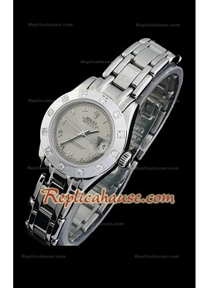 Rolex Datejust Reproducción Reloj Suizo para Señoras con Esfera Gris y Números Árabes
