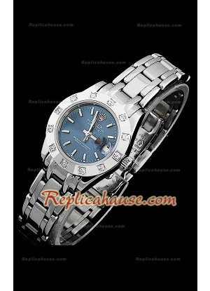 Rolex Datejust Reproducción Reloj Suizo para Señoras con Esfera en Azul oscuro