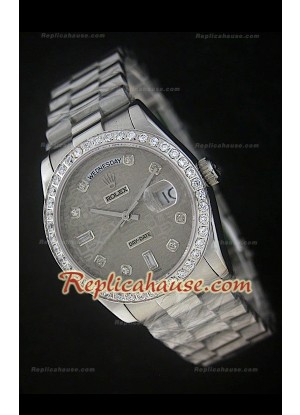 Rolex  DayDate Reproducción Reloj Suizo con Esfera Impresa Gris