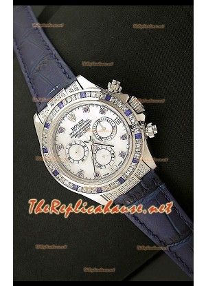 Rolex Daytona Reloj Cosmógrafo con Movimiento Suizo 7750 y Correa de Piel Púrpura