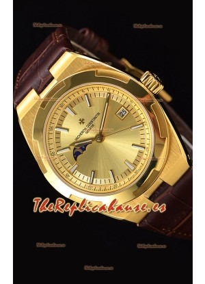 Vacheron Constantin Overseas MoonPhase Oro Amarillo Reloj Suizo Correa Marrón