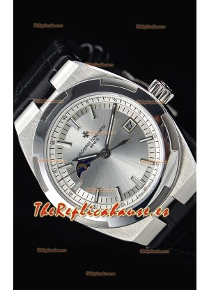 Vacheron Constantin Overseas MoonPhase Reloj Suizo Acero Inoxidable en Correa Negra
