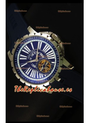 Roger Dubuis Excalibur Tourbillon Reloj con Movimiento Japonés - Dial Azul