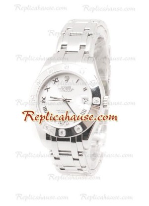Datejust Rolex Reloj de imitación Japonés en acero inoxidable y Dial Blanco - 34MM