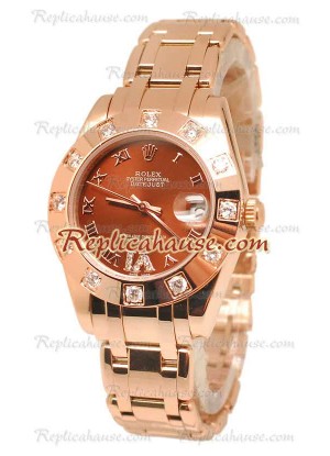 Datejust Rolex Reloj Suizo en Oro Rosa y Dial Marrón - 36MM
