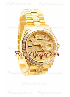 Rolex Réplica Day Date Suizo para Hombre Gold Reloj