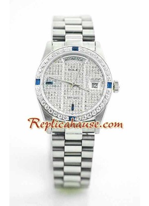 Rolex Réplica Day Date Silver - Diamond