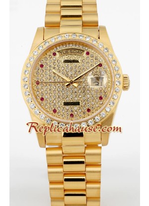 Rolex Réplica Day Date Gold Diamond