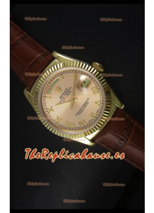 Rolex Day Date 36MM Reloj Réplica Suizo en Oro Amarillo - Dial Champange