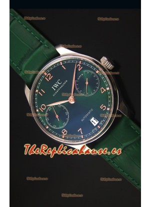 IWC Portugieser Swiss 1:1 Reloj Replica a Espejo Dial Verde, Caja en Acero