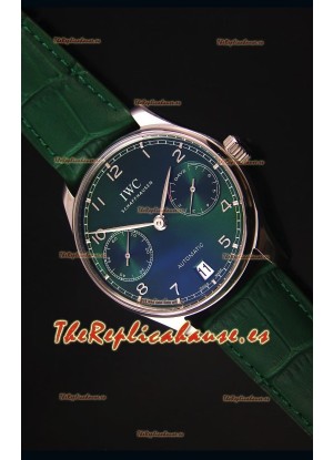 IWC Portugieser Swiss 1:1 Reloj Replica a Espejo Dial Verde, Caja en Acero