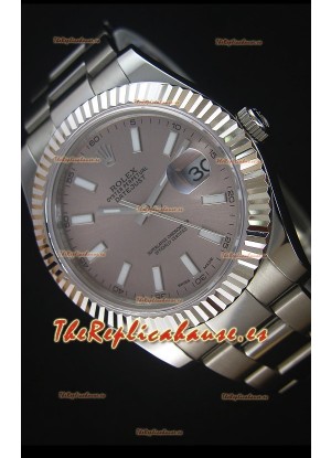 Rolex Datejust II 41MM Reloj Replica Suizo con Movimiento Cal.3136 Dial en color Gris, Marcadores de Hora tipo Stick