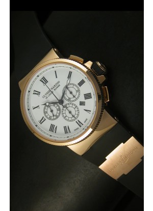 Ulysse Nardin Marine Cronógrafo en Oro Rosado, Dial Numeros Romanos - Réplica Escala 1:1