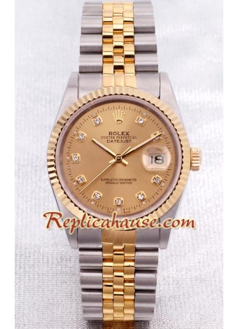 Rolex Datejust Dos Tonos Reloj Suizo de imitación