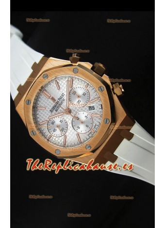 Audemars Piguet Royal Oak Cronógrafo Reloj en Oro Amarillo con Dial Blanco Pulido