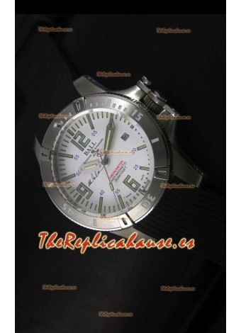 Ball Hydrocarbon Spacemaster Reloj Automático Correa de Goma con Dial Blanco - Movimiento Citizen Original