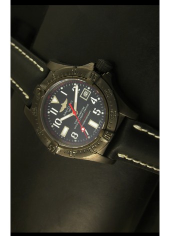 Breitling Seawolf Revestimiento PVD, Reloj Suizo Correa Negra