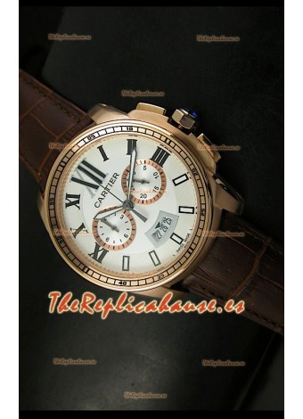 Calibre De Cartier, Reloj cronógrafo Réplica Japonesa, color Oro Rosado