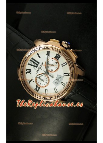 Calibre De Cartier, Reloj cronógrafo Réplica Japonesa, color Oro Rosado