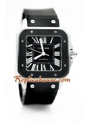 Cartier Santos 100 Reloj con correa de caucho