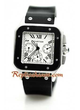 Cartier Santos 100 Reloj con correa de caucho