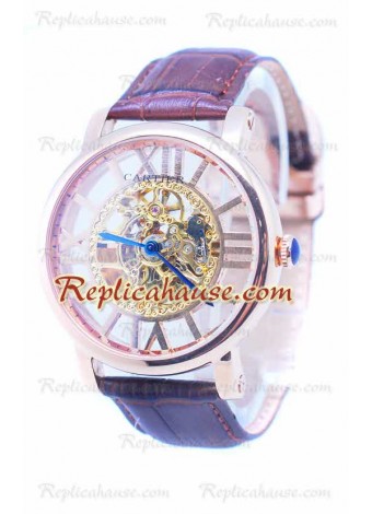 Cartier De Rotonde Skeleton Rose Gold Reloj 