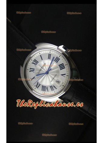 Cle De Cartier Reloj con Caja de Acero 40MM y Correa de Piel - Réplica Espejo 1:1