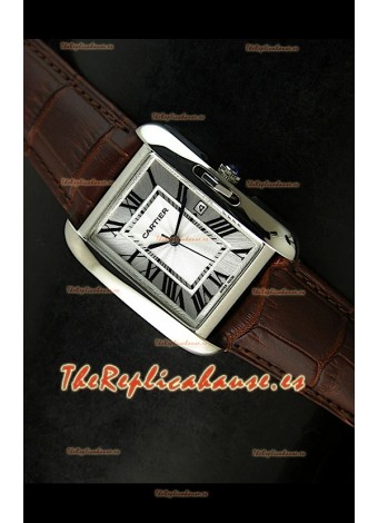 Cartier Tank para damas Réplica Cascasa de acero/Malla castaña