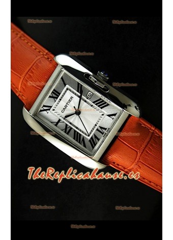 Cartier Tank para damas Réplica Cascasa de acero/Malla naranja 