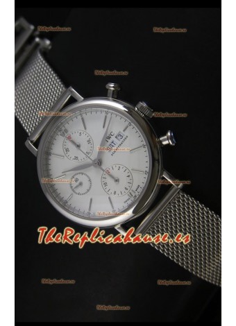 IWC Portofino Cronógrafo Reloj Suizo en Correa de Malla Dial Blanco 