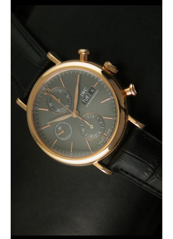 IWC Portofino Reloj Suizo Cronógrafo Caja en Oro Rosado Dial Gris
