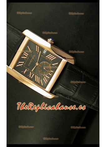 Cartier Tank Anglaise, Reloj Réplica Japonesa Oro Rosado, Dial color Blanco, tamaño 34MM