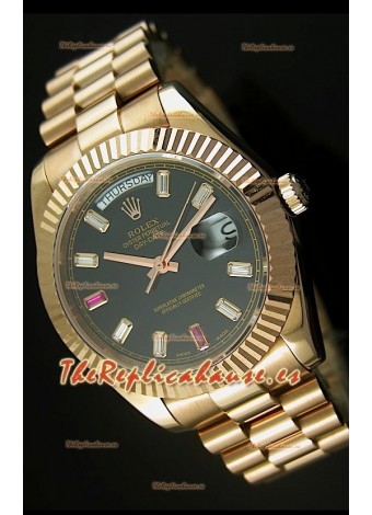 Rolex Day Date II, Reloj Réplica Suiza 41MM - Dial Negro - réplica en escala 1:1