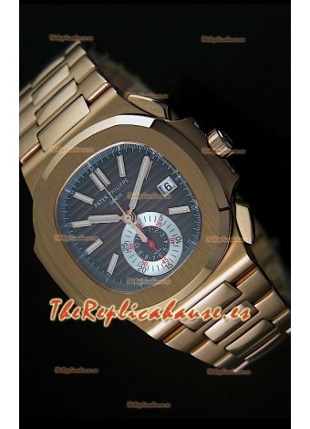 Patek Philippe Nautilus 5980 Reloj Suizo cronógrafo en Oro Rosado - réplica en escala 1:1