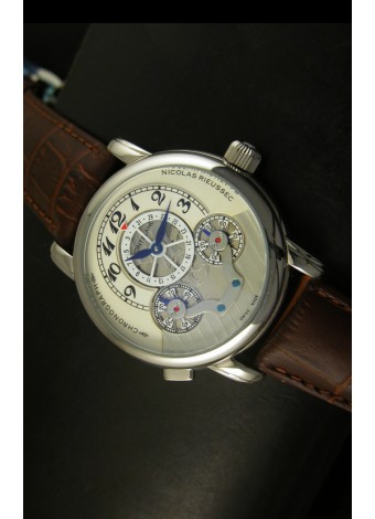 Mont Blanc Nicolas Riessec Caja de Acero Inoxidable Dial Blanco