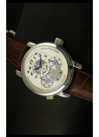 Mont Blanc Nicolas Riessec Caja de Acero Inoxidable Dial Blanco