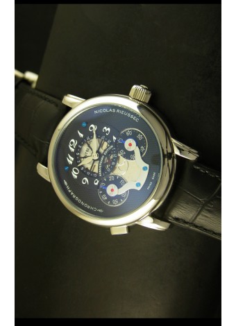 Mont Blanc Nicolas Riessec Caja de Acero Inoxidable Dial Negro