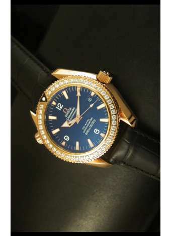 Omega Planet Ocean Reloj chapado en Oro Rosado con Diamantes