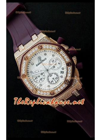 Audemars Piguet Royal Oak Cronógrafo para Señoras con Esfera Blanca y Oro Rosa