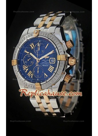 Breitleng Chronomat Evolution Reloj Dos Tonos con Esfera Azul Clara