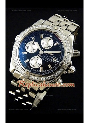 Breitleng Chronomat Evolution Reproducción Reloj Suizo con Diamantes en Bisel