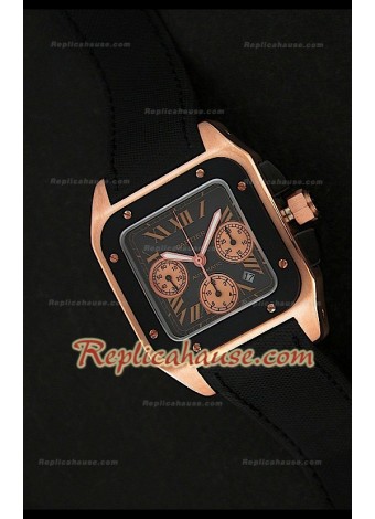 Cartier Santos 100 XL Reloj Crónografo Suizo de Oro Rosa