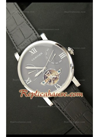 Cartier Tourbllon Reproducción Japonesa del Reloj con Esfera Gris