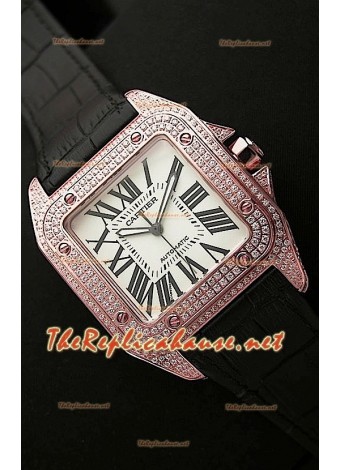 Cartier Santos 100 Iréplica Reloj Suizo para Señoras de 38MM- Réplica Escala 1:1