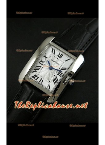 Cartier Tank Française para damas malla negra con estuche de acero.